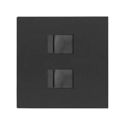 Накладка розетки 2xRJ45 с шторками, черный матовый, S100