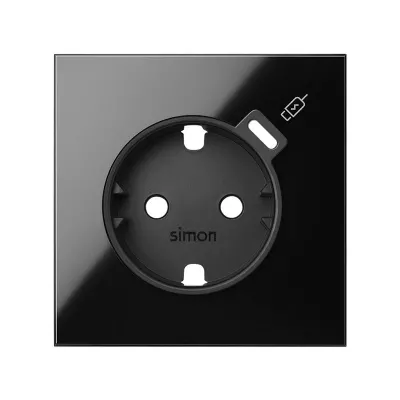 Накладка розетки Schuko с з/у USB C, черный глянец, S100