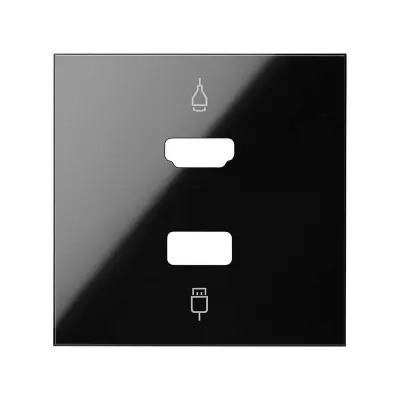 Накладка розетки HDMI + USB A, черный глянец, S100