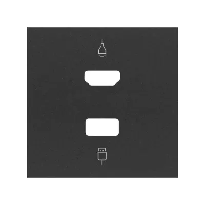 Накладка розетки HDMI + USB A, черный матовый, S100