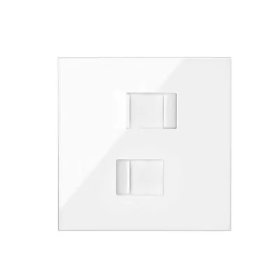 Кит 1 пост, фронт. Накладка на 2 роз.RJ45 со шторкам, белый глянец, S100