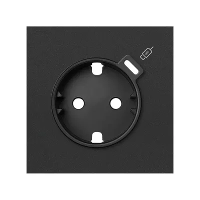 Кит 1 пост, фронт. Накладка на 1 роз.Schuko с з/у USB C, черный матовый, S100