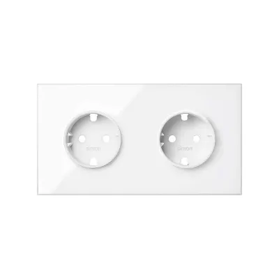 Кит 2 поста, фронт. Накладка на 2 роз.Schuko, белый глянец, S100