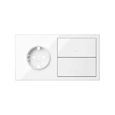 Кит 2 поста, фронт. Накладка на 1 роз.Schuko + 2 клав.выкл-лей, белый глянец, S100