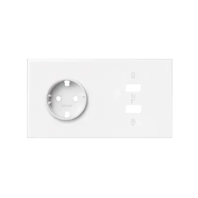 Кит 2 поста, фронт. Накладка на 1 роз.Schuko + з/у USB A+A, белый матовый, S100