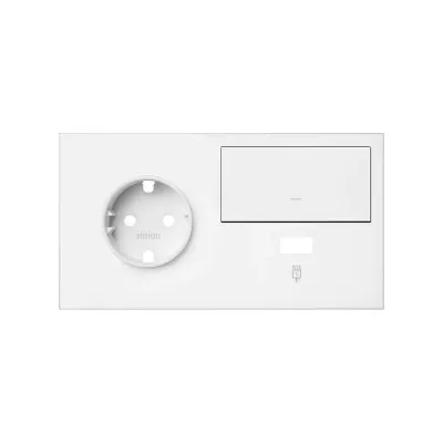 Кит 2 поста, фронт. Накладка на 1 роз.Schuko (лев) + 1 з/у USB A + 1 клав.выкл-ля, белый матовый, S100