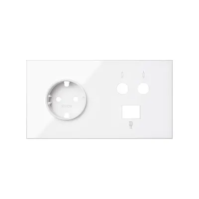 Кит 2 поста, фронт. Накладка на 1 роз.Schuko + 1 роз.TV + 1 роз.RJ45, белый глянец, S100