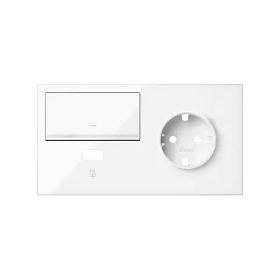 Кит 2 поста, фронт. Накладка на 1 роз.Schuko (прв) + 1 з/у USB A + 1 клав.светорег-ра, белый глянец, S100