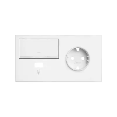 Кит 2 поста, фронт. Накладка на 1 роз.Schuko (прв) + 1 з/у USB A + 1 клав.светорег-ра, белый матовый, S100