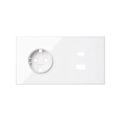 Кит 2 поста, фронт. Накладка на 1 роз.Schuko + з/у USB A+С, белый глянец, S100