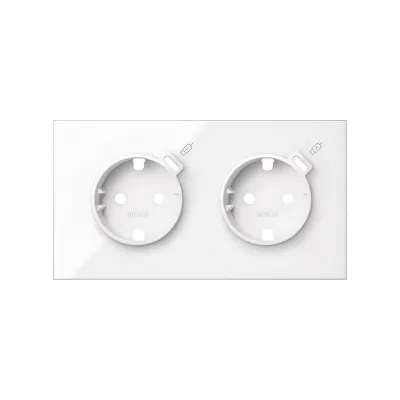 Кит 2 поста, фронт. Накладка на 2 роз.Schuko с з/у USB C, белый глянец, S100
