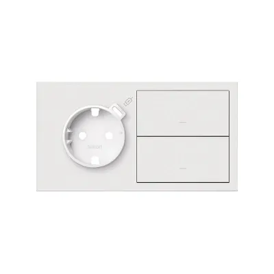 Кит 2 поста, фронт. Накладка на 1 роз.Schuko с з/у USB C + 2 клав.выкл-лей, белый матовый, S100