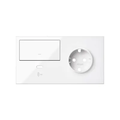 Кит 2 поста, фронт. Накладка на 1 роз.Schuko (лев) + 1 з/у USB C + 1 клав.выкл-ля, белый глянец, S100