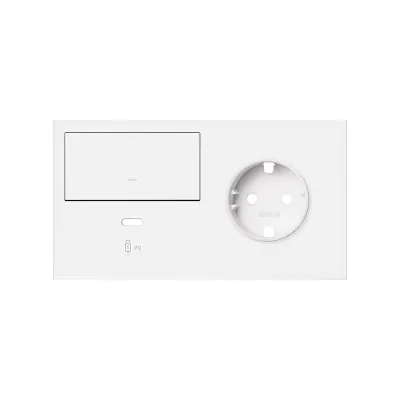 Кит 2 поста, фронт. Накладка на 1 роз.Schuko (лев) + 1 з/у USB C + 1 клав.выкл-ля, белый матовый, S100