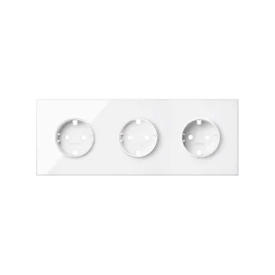 Кит 3 поста, фронт. Накладка на 3 роз.Schuko, белый глянец, S100
