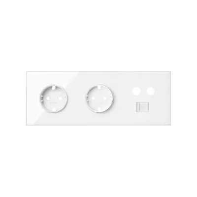 Кит 3 поста, фронт. Накладка на 2 роз.Schuko + 1 роз.TV + 1 роз.RJ45, белый глянец, S100