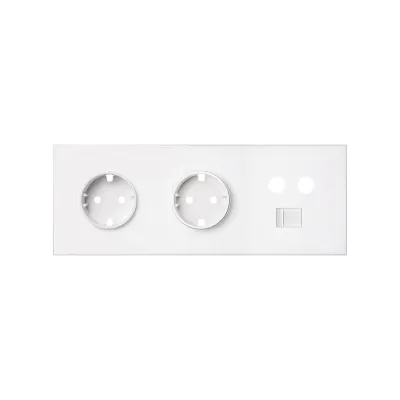 Кит 3 поста, фронт. Накладка на 2 роз.Schuko + 1 роз.TV + 1 роз.RJ45, белый матовый, S100
