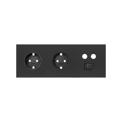 Кит 3 поста, фронт. Накладка на 2 роз.Schuko + 1 роз.TV + 1 роз.RJ45, черный матовый, S100