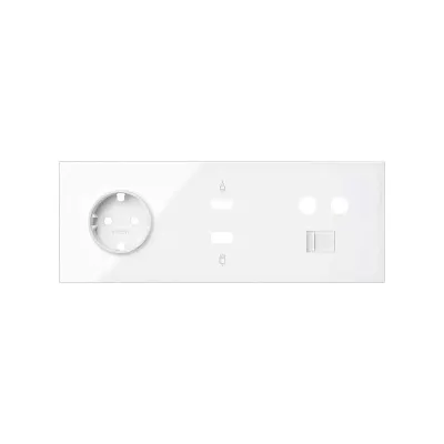 Кит 3 поста, фронт. Накладка на 1 роз.Schuko + 1 роз.TV + 1 роз.RJ45 + 1 роз.HDMI + 1 роз.USB A, белый глянец, S100