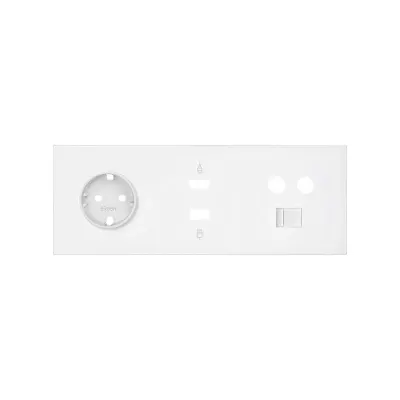 Кит 3 поста, фронт. Накладка на 1 роз.Schuko + 1 роз.TV + 1 роз.RJ45 + 1 роз.HDMI + 1 роз.USB A, белый матовый, S100
