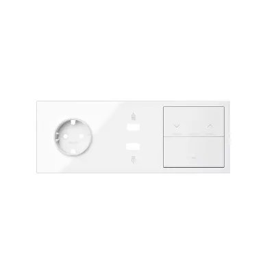 Кит 3 поста, фронт. Накладка на 1 роз.Schuko + з/у USB A+A + 1 клав.выкл-ля + 1 клав.жалюзи, белый глянец, S100