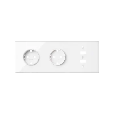 Кит 3 поста, фронт. Накладка на 2 роз.Schuko + з/у USB A+A, белый глянец, S100