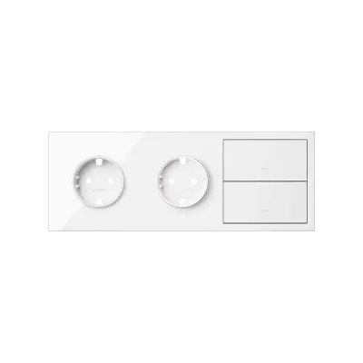 Кит 3 поста, фронт. Накладка на 2 роз.Schuko + 2 клав.выкл-лей, белый глянец, S100