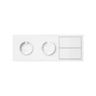 Кит 3 поста, фронт. Накладка на 2 роз.Schuko + 2 клав.выкл-лей, белый матовый, S100