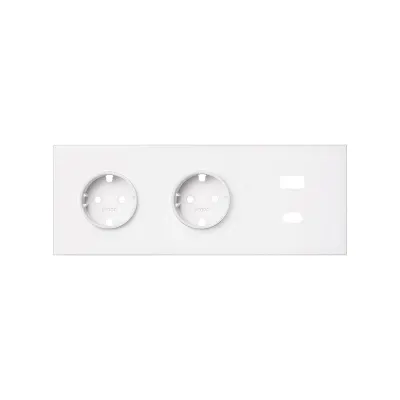 Кит 3 поста, фронт. Накладка на 2 роз.Schuko + з/у USB A+С, белый матовый, S100