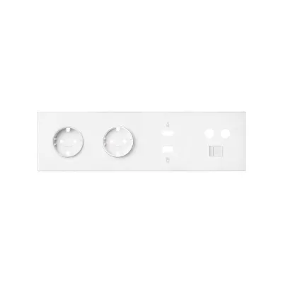 Кит 4 поста, фронт. Накладка на 2 роз.Schuko + 1 роз.TV+SAT + 1 роз.RJ45 + 1 роз.HDMI + 1 роз.USB A, белый матовый, S100
