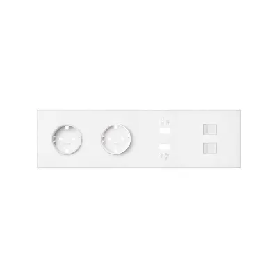 Кит 4 поста, фронт. Накладка на 2 роз.Schuko + 2 з/у USB A + 2 роз.RJ45, белый матовый, S100