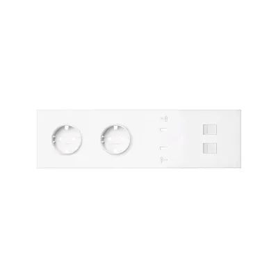 Кит 4 поста, фронт. Накладка на 2 роз.Schuko + 2 з/у USB C + 2 роз.RJ45, белый матовый, S100