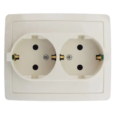 Розетка двойная моноблок Schuko 2x2Р+Е, 16A 250В~, сл.кость, S15