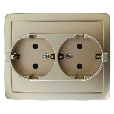 Розетка двойная моноблок Schuko 2x2Р+Е, 16A 250В~, шампань, S15