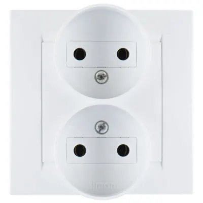 Розетка двойная моноблок 2x2Р, 16A 250В~, белый, S15