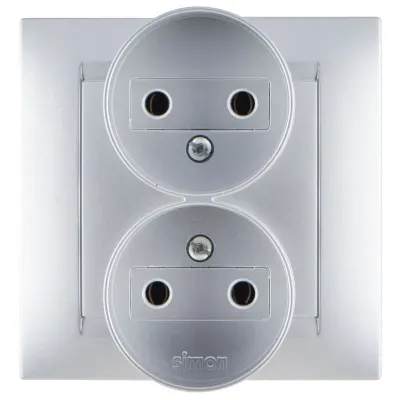 Розетка двойная моноблок 2x2Р, 16A 250В~, алюминий, S15