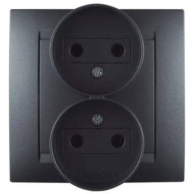 Розетка двойная моноблок 2x2Р, 16A 250В~, графит, S15