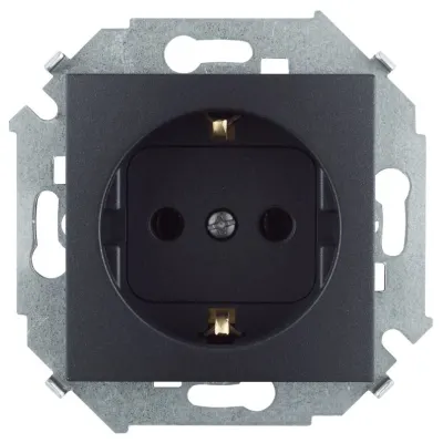 Розетка Schuko 2Р+Е, 16A 250В~, графит, S15