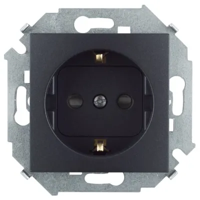 Розетка со шторками Schuko 2Р+Е, 16A 250В~, графит, S15