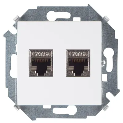 Розетка информационная 2xRJ45 Cat.6A FTP (AMP), белый, S15