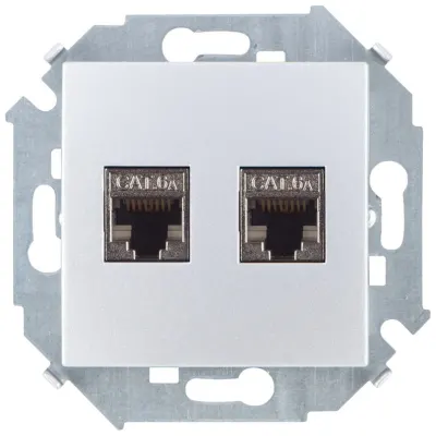 Розетка информационная 2xRJ45 Cat.6A FTP (AMP), алюминий, S15