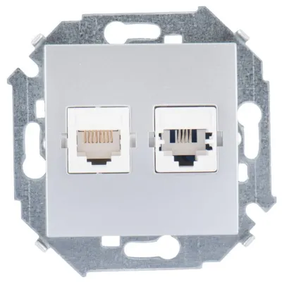 Розетка комбинированная RJ11 + RJ45 Cat.6 UTP (Systimax), алюминий, S15