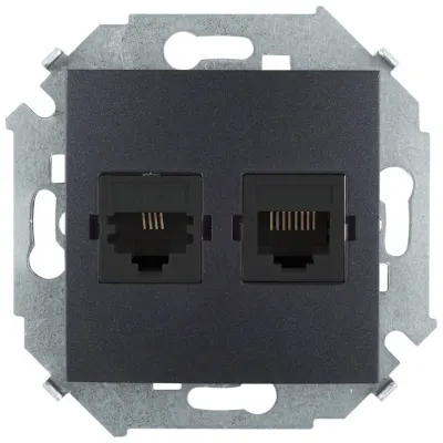 Розетка комбинированная RJ11 + RJ45 Cat.6 UTP (Systimax), графит, S15