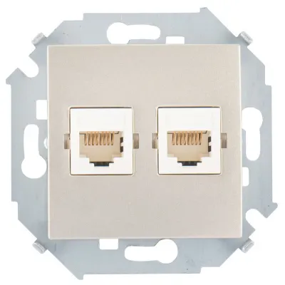 Розетка информационная 2xRJ45 Cat.6 UTP (Systimax), шампань, S15