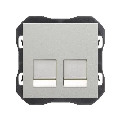 Накладка розетки 2хRJ45, 2М, без коннектора, S270, алюминий