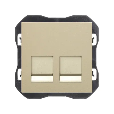 Накладка розетки 2хRJ45, 2М, без коннектора, S270, шампань