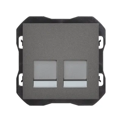 Накладка розетки 2хRJ45, 2М, без коннектора, S270, титан