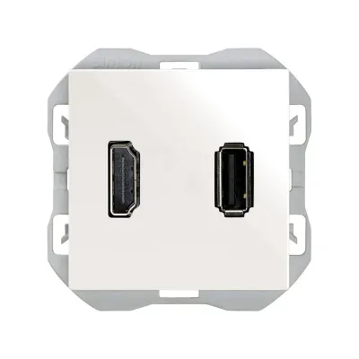 Механизм разъёма HDMI + USB-A 2.0, 2М, S270, белый