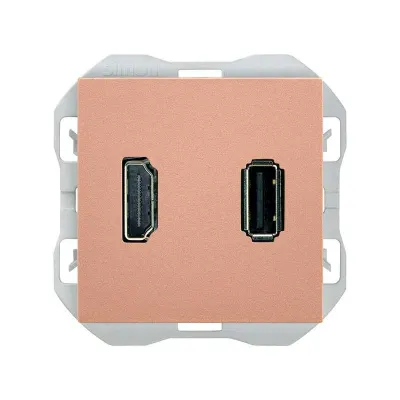 Механизм разъёма HDMI + USB-A 2.0, 2М, S270, медь