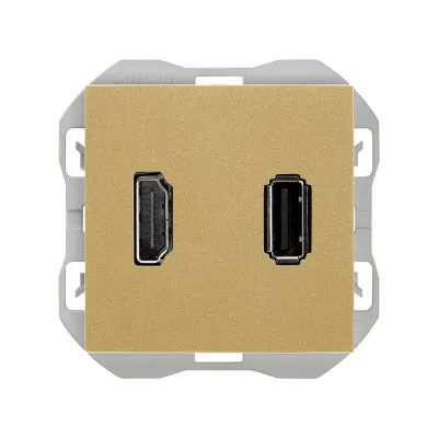 Механизм разъёма HDMI + USB-A 2.0, 2М, S270, золото